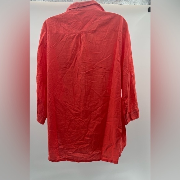 Maggie & Max 100% Cotton Orange Button Up Tunic Top Shirt SZ 4 - Picture 6 of 6